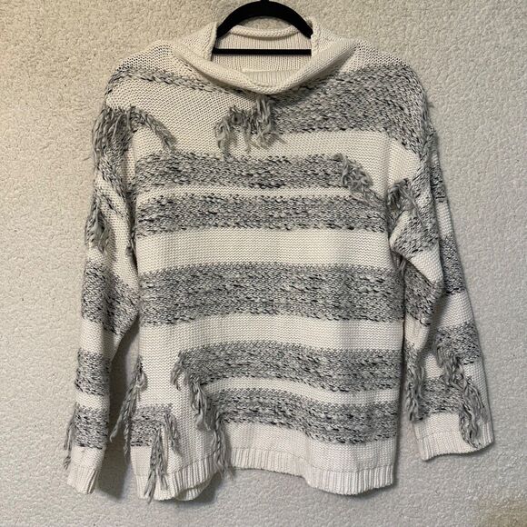 Lou‎ & Gray Distressed Fringe Out Mock Neck Sweater, Women's Small - Picture 9 of 13
